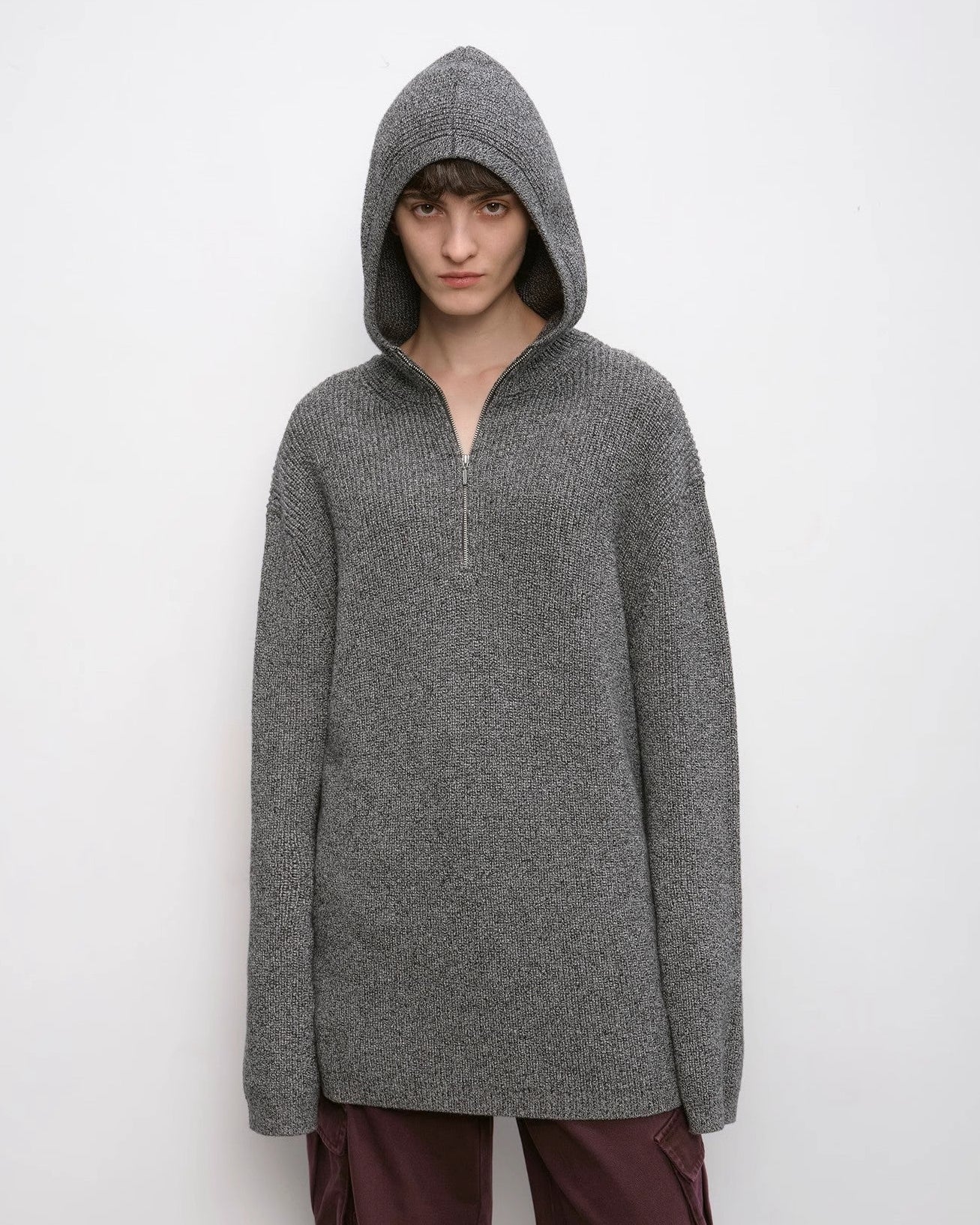 Women's Merino Wool Hooded Sweater with 1/4 Zip ‘Autumn Ticket’