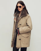 Premium White Goose Down Coat with Fur Collar ‘Winter Street Lights’