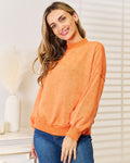 Basic Bae Round Neck Dropped Shoulder Sweatshirt | Orange