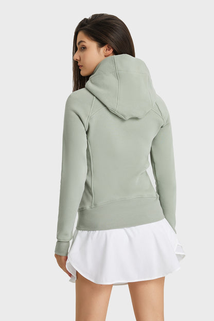 Zip-Up Seam Detail Hooded Sports Jacket