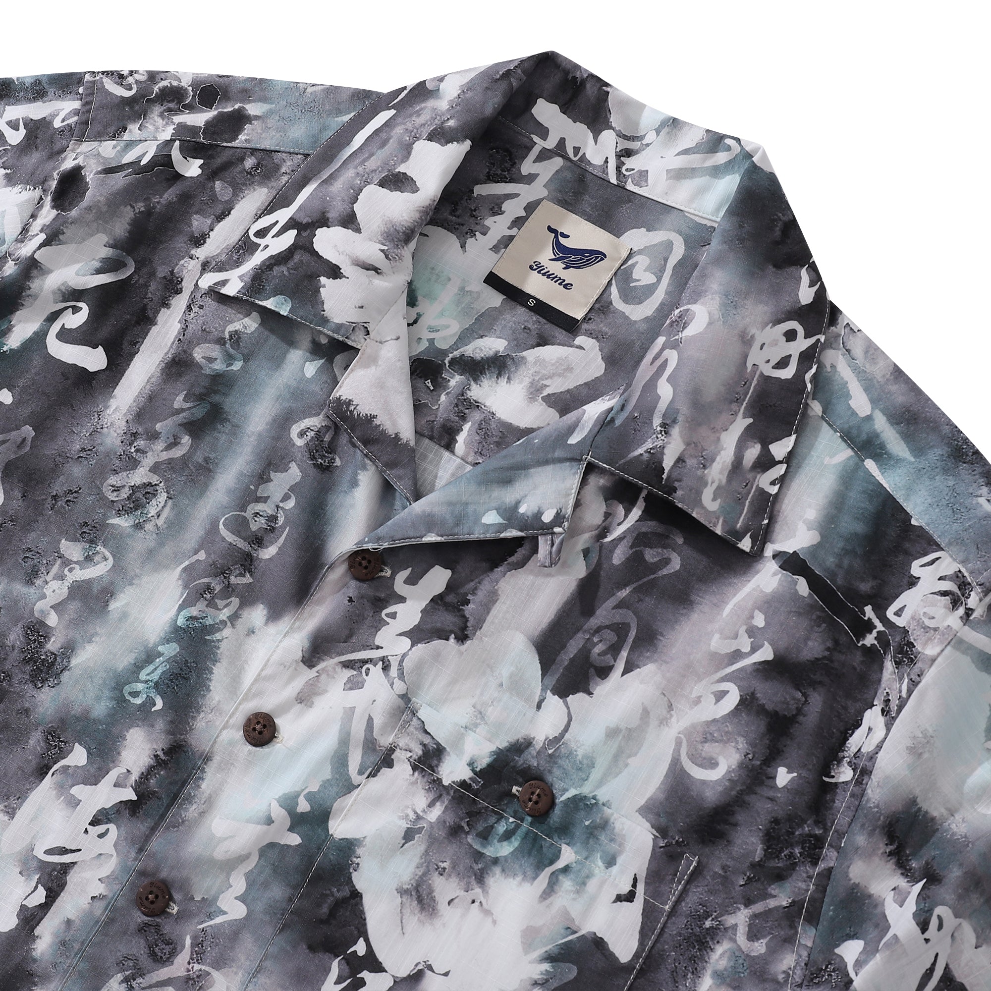Designer Hawaiian Shirt Chinese Ink Painting 100% Cotton