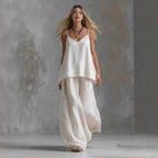 Women's Sleeveless Elegant Pantsuit | Off-Shoulder 2-Piece Suit Set