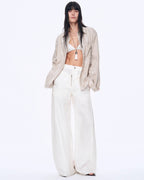 Fireladyfur Women's Stand-Up Silhouette Double Waist Linen Trousers ‘Berlin Street’