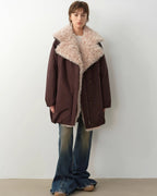 Fireladyfur Women's Winter Goose Down Coat with Tuscan Wool