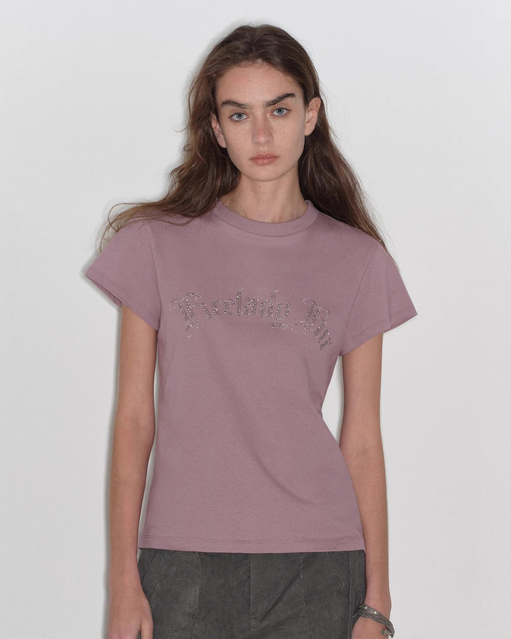 ‘May Time’ Luxury 3D Long-Staple Cotton Slightly Waist Rivet T-Shirt