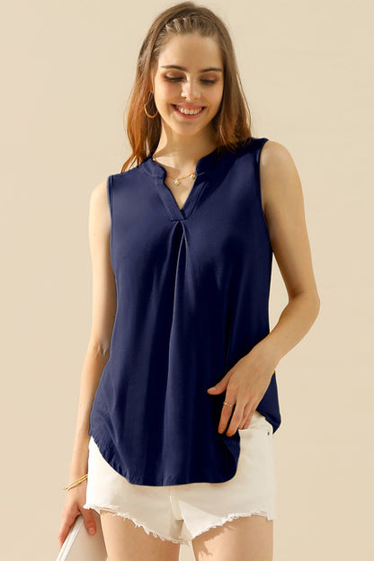 Ninexis Notched Sleeveless Top