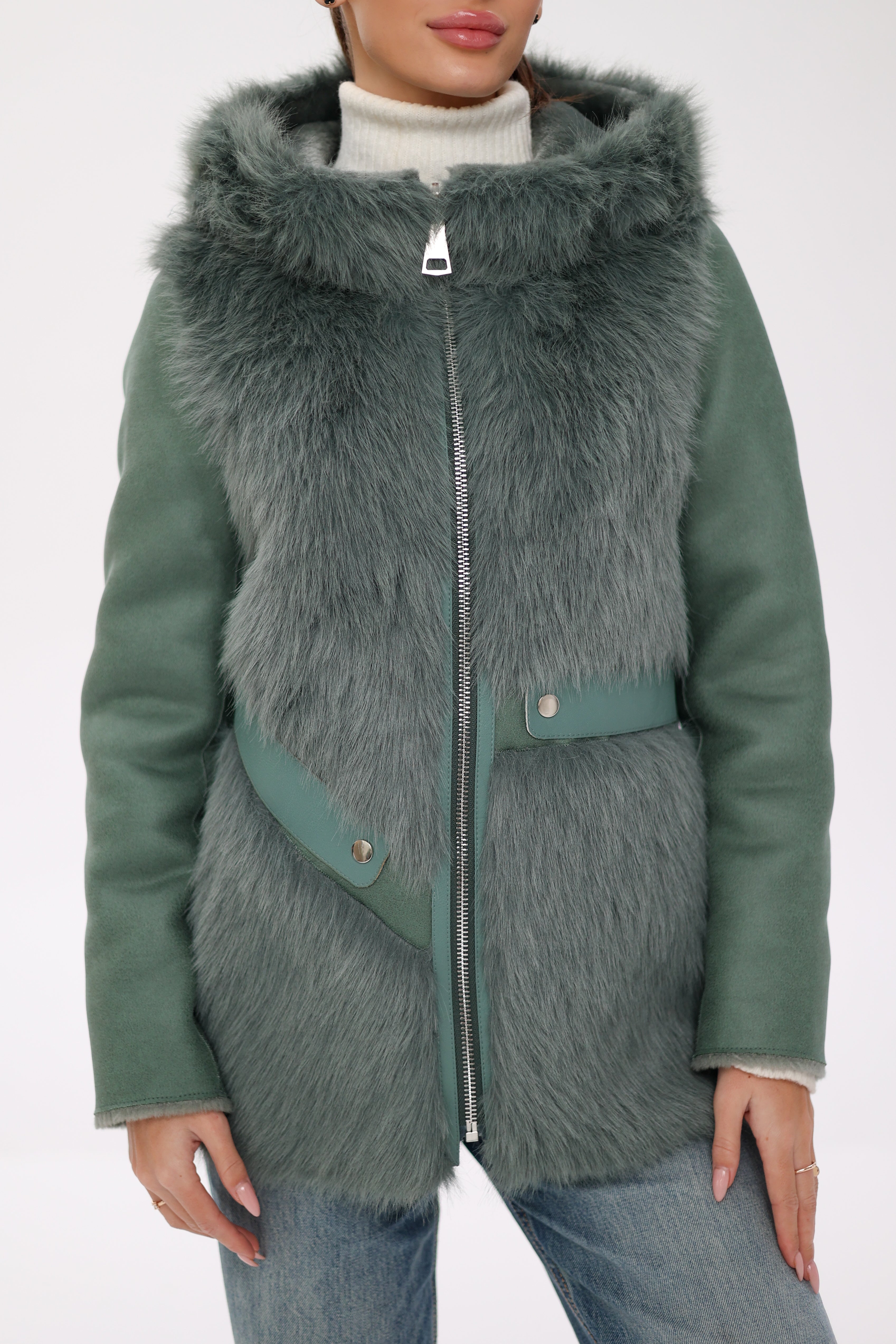 Reversible Hooded Wool Blend Jacket