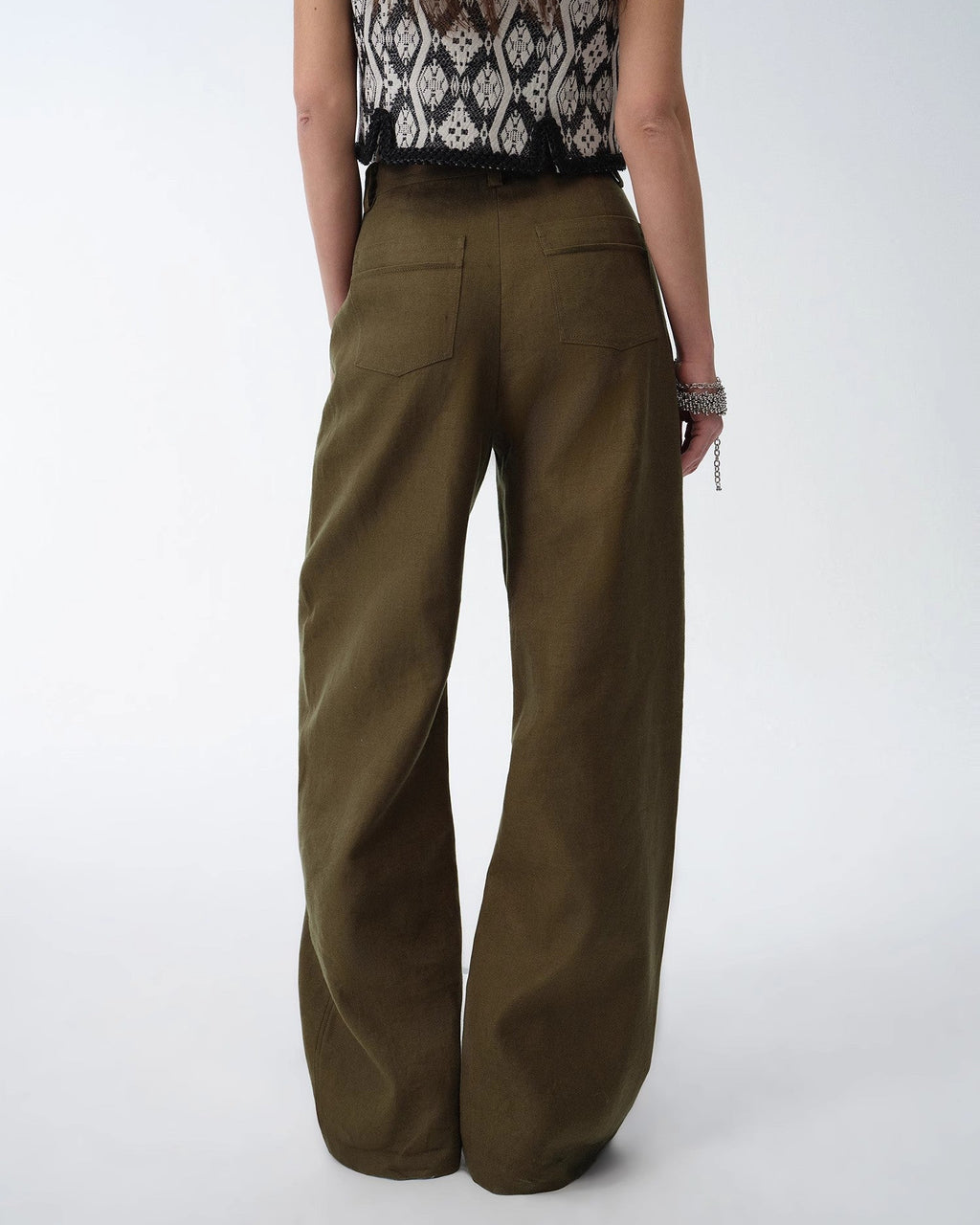 Old Money Style Linen Cut Scimitar Pants ‘Weiss Love Letter’