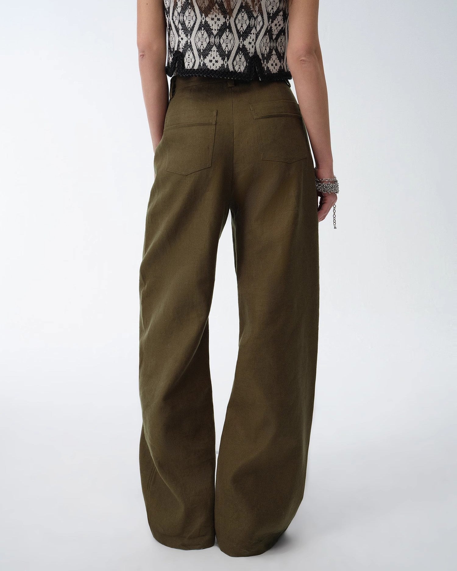 Old Money Style Linen Cut Scimitar Pants ‘Weiss Love Letter’