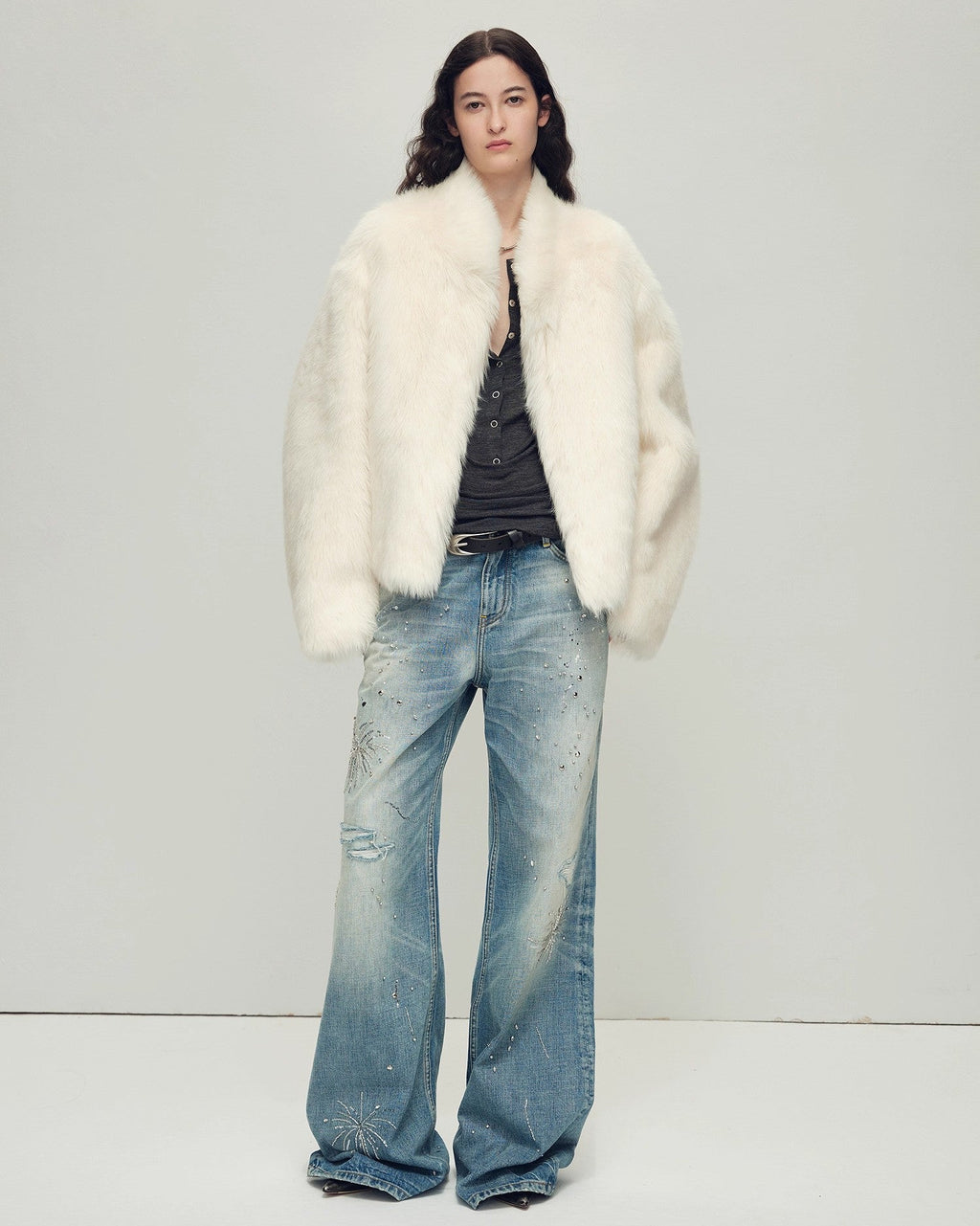 Fireladyfur Drop Shoulder Stand Collar Sheepskin Coat ‘Practical Wearism’