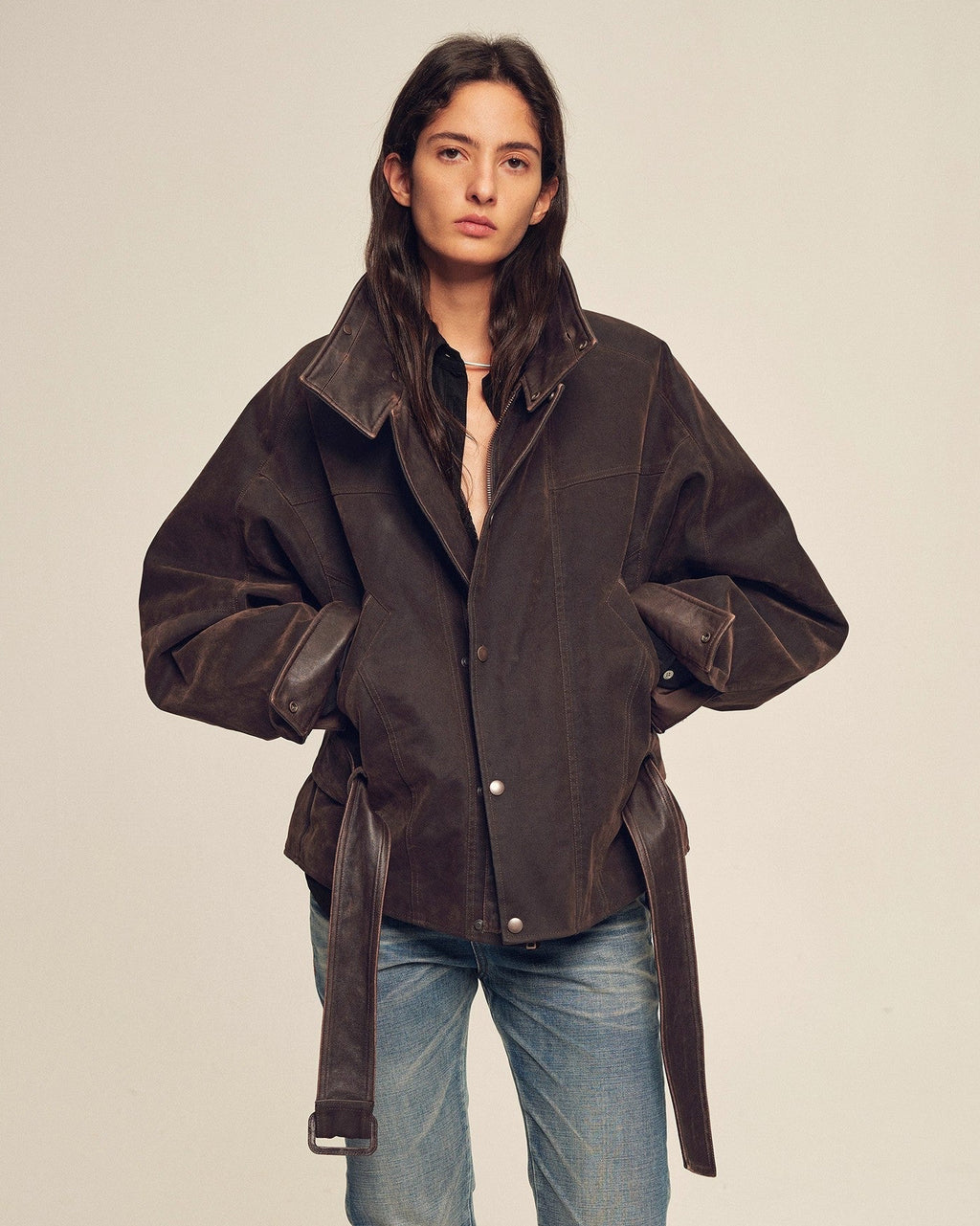 Women's Goose Down Parka Coat with Detachable Toscana Shearling Fur Collar