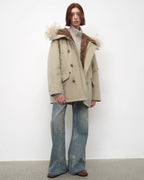 Fireladyfur Shearling Lined Down Parka with Fur Collar Hood ‘Coastal Highway II’