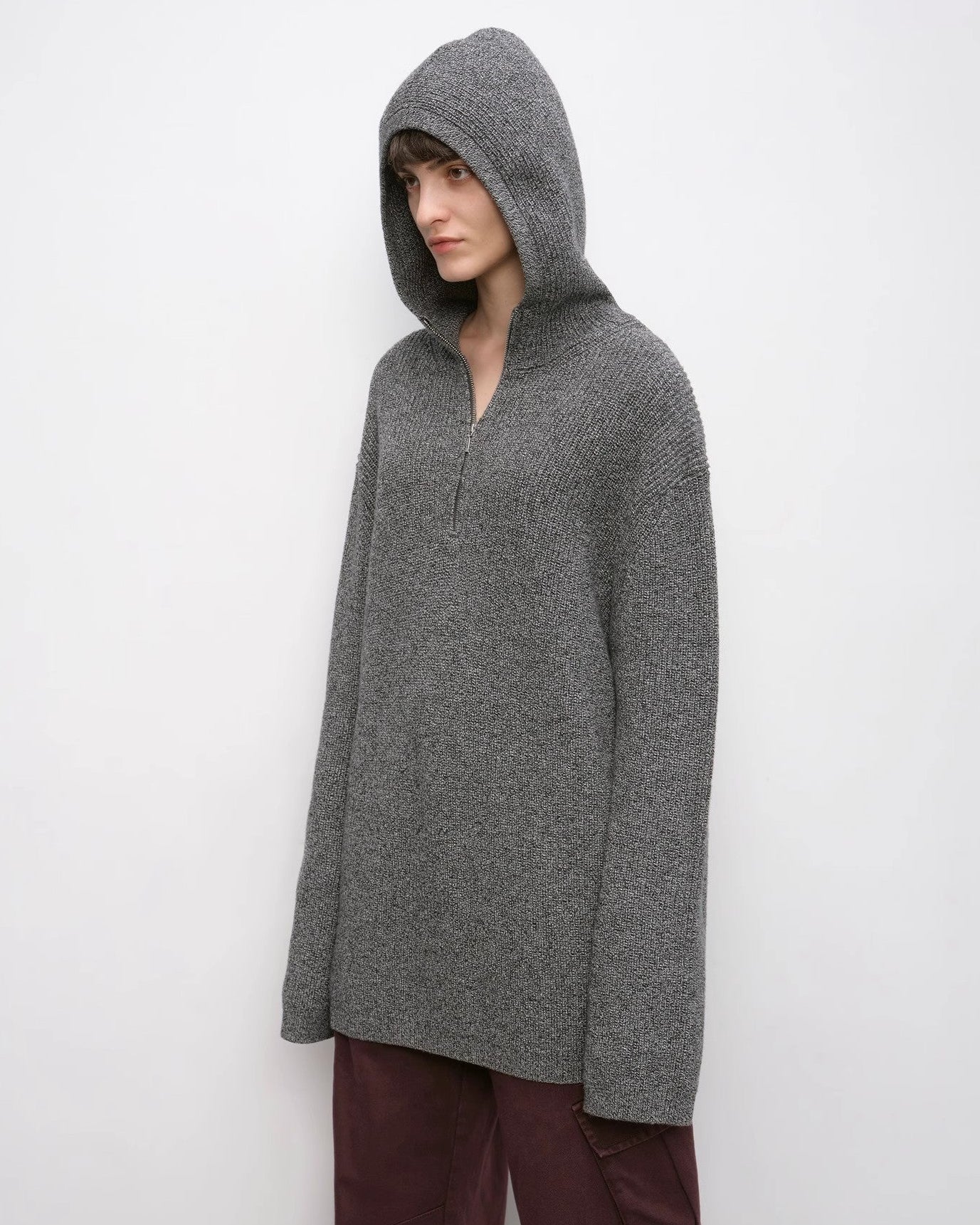 Women's Merino Wool Hooded Sweater with 1/4 Zip ‘Autumn Ticket’