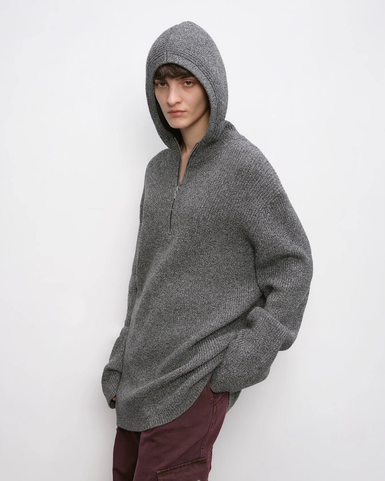 Women's Merino Wool Hooded Sweater with 1/4 Zip ‘Autumn Ticket’