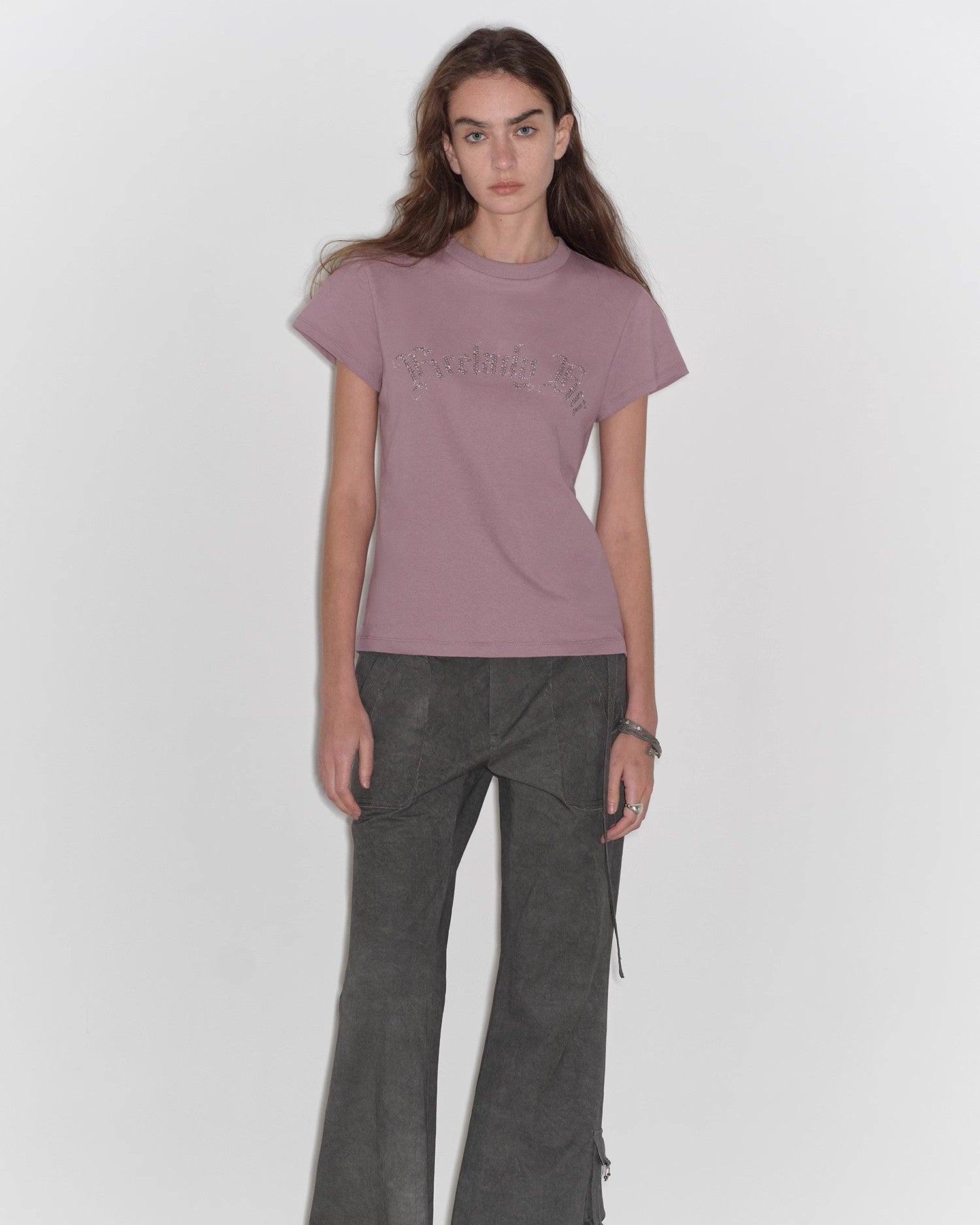 ‘May Time’ Luxury 3D Long-Staple Cotton Slightly Waist Rivet T-Shirt