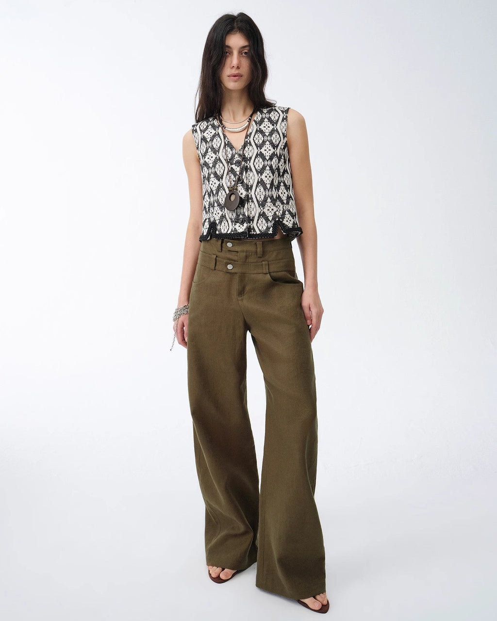 Old Money Style Linen Cut Scimitar Pants ‘Weiss Love Letter’
