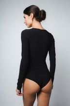 NOVA Double Layer V-Neck Bodysuit BLACK