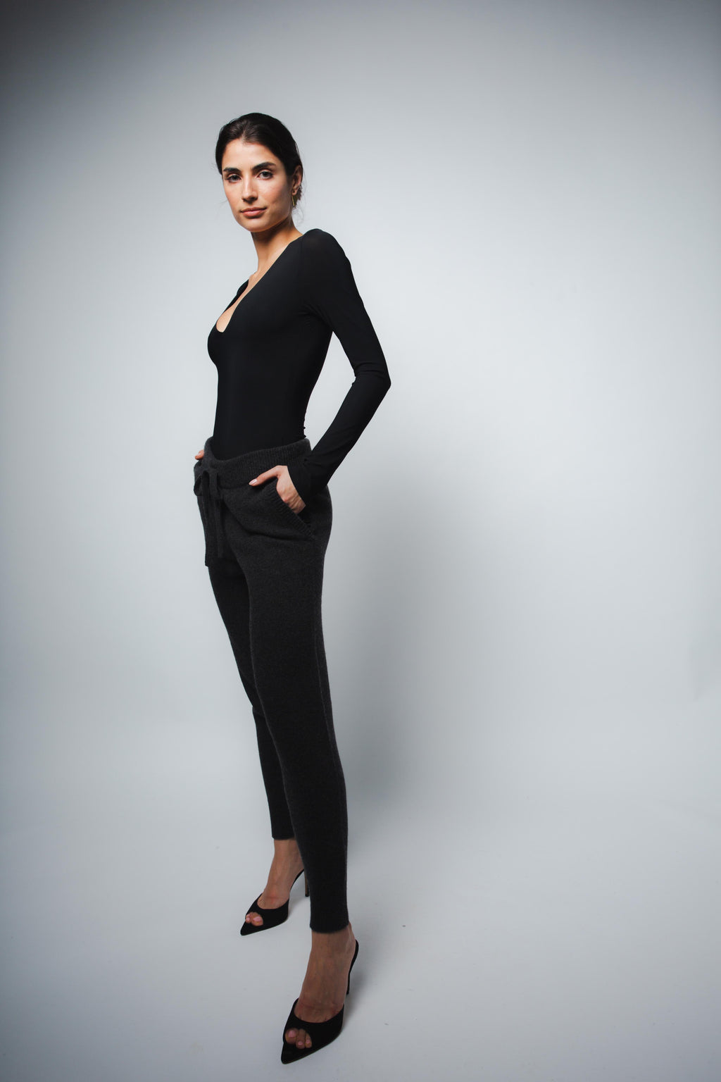 NOVA Double Layer V-Neck Bodysuit BLACK