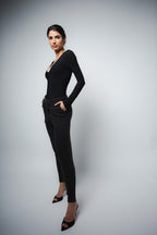 NOVA Double Layer V-Neck Bodysuit BLACK