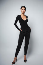 NOVA Double Layer V-Neck Bodysuit BLACK
