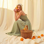 Women's Retro Plaid Sleeveless A-Line Maxi Dress