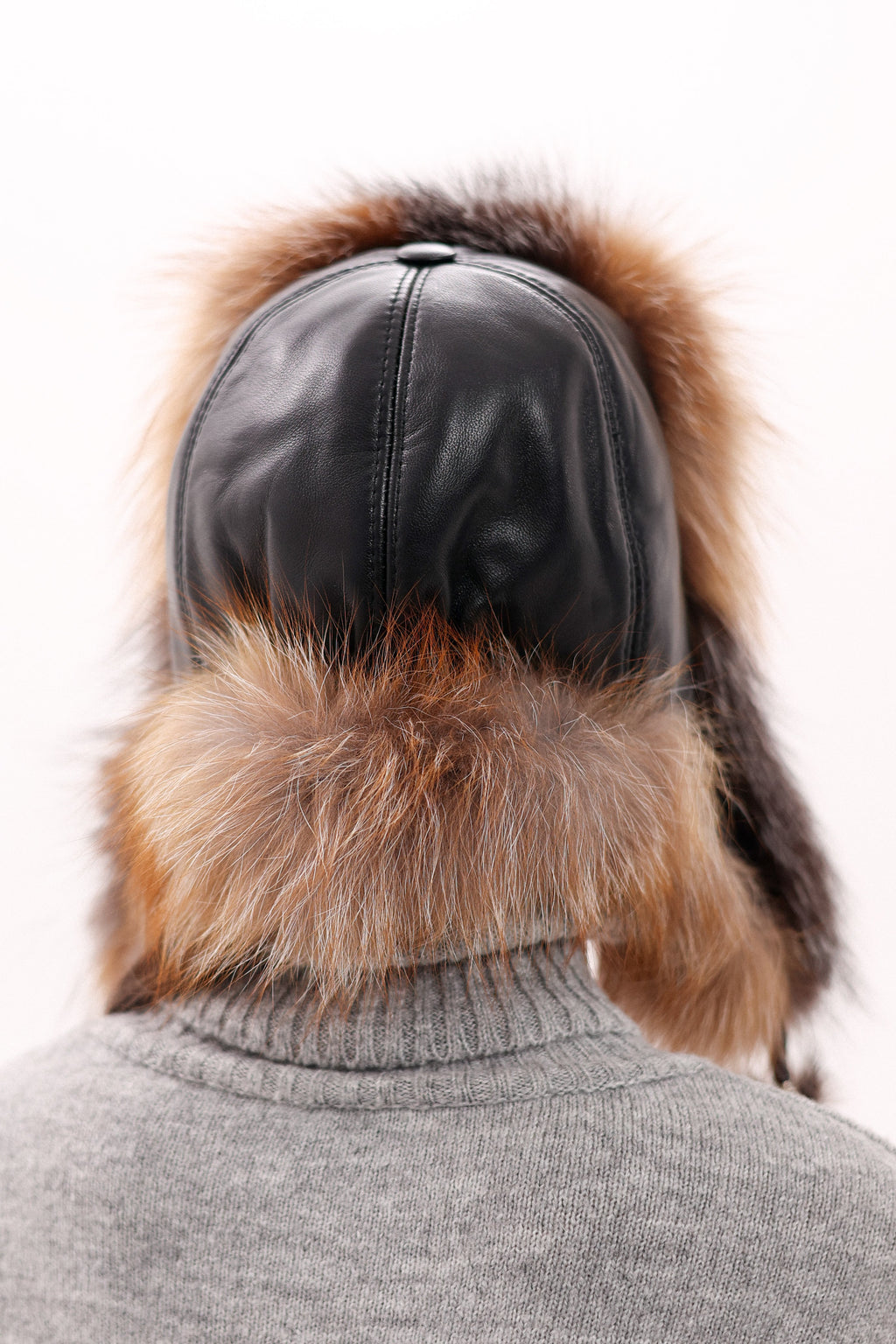 Genuine Silver Fox Fur Leather Hat