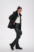 Genuine Mink Fur Trim Down Coat