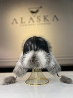 Genuine Silver Fox Fur Leather Hat