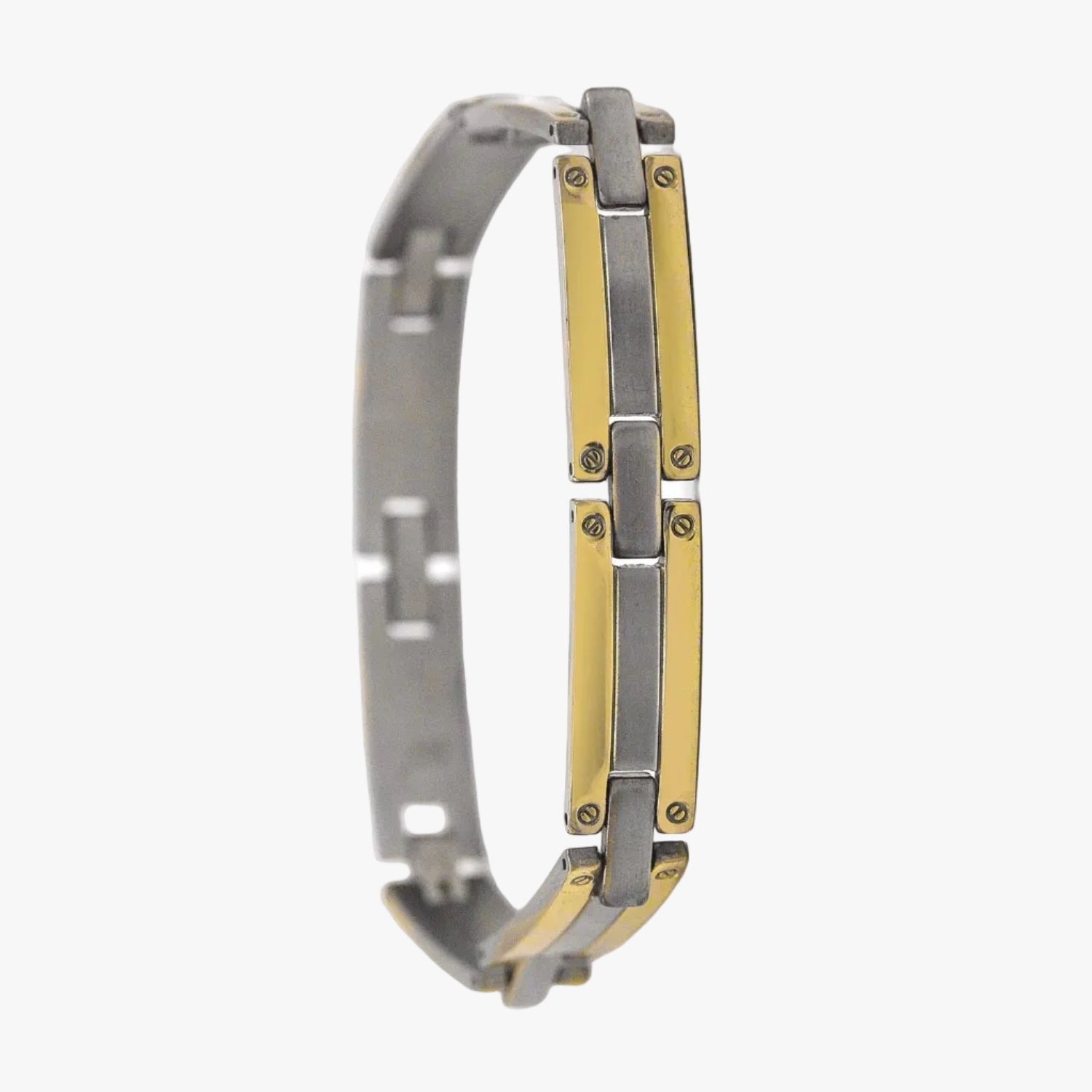 Cubic Zirconia Men's Bracelet 14K Gold Plated Wrist Band 8.5"