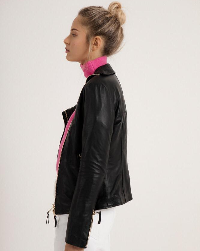 Basic High Neck Biker Jacket