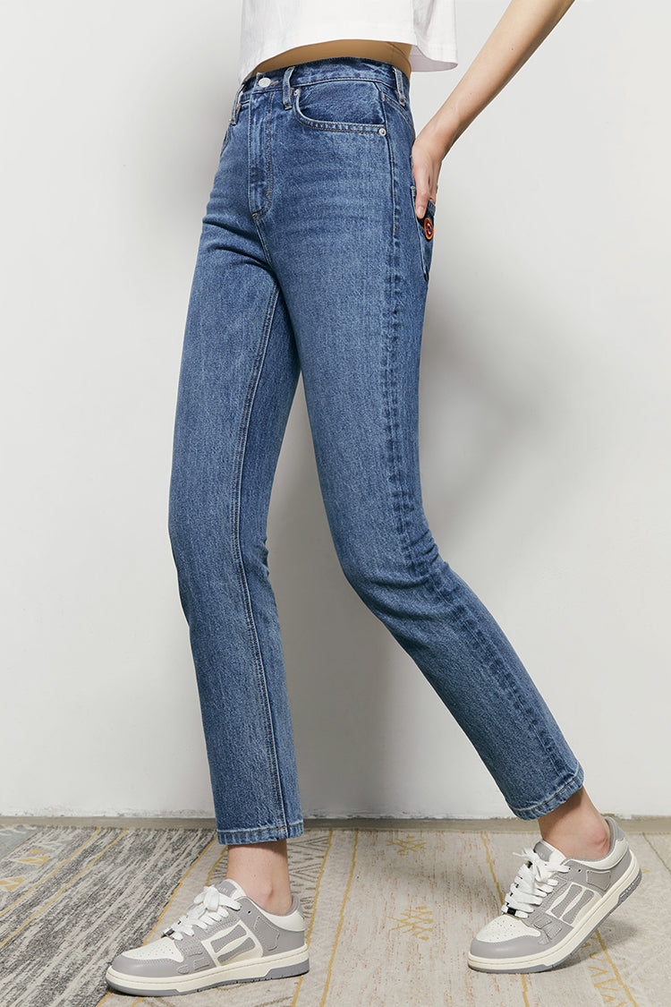 Two Shots High Rise Straight Crop Jeans | HJ013