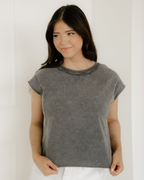 Mineral Wash Boxy Fit Cotton Tank Top | Gray