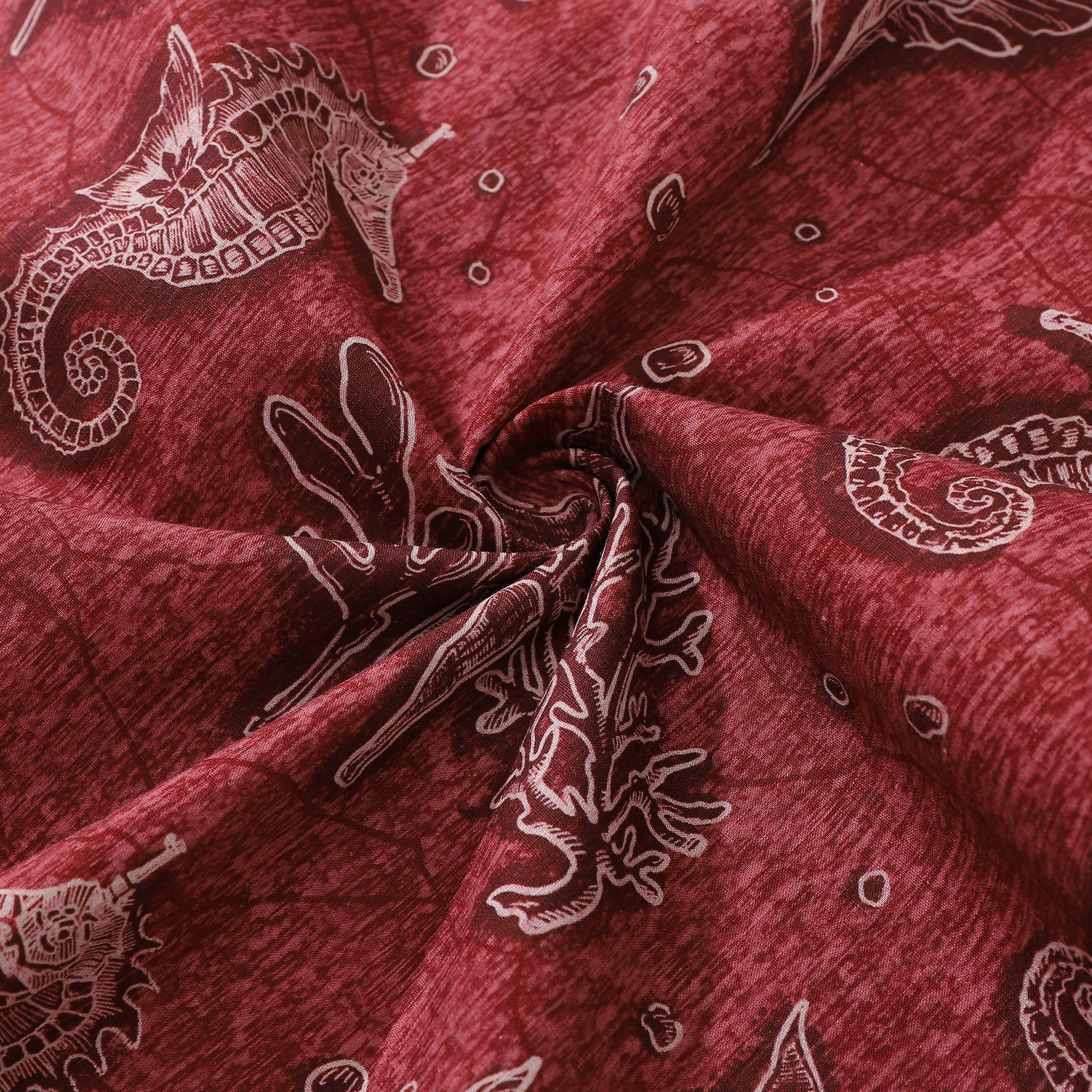Red Hawaiian Shirt For Men | Seahorses