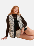 Tied Sherpa Vest Coat with Pockets (Size +)