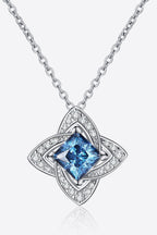 Blue 1 Ct Moissanite Floral Pendant Necklace