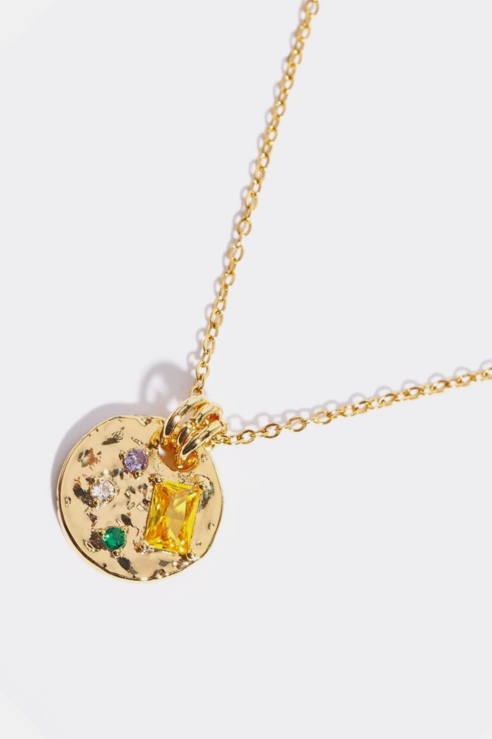 Multicolored Zircon Round Pendant Necklace