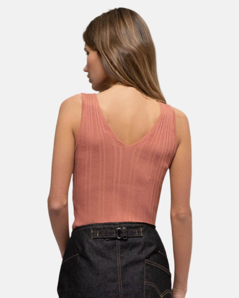 Sleeveless V-Neck Sweater Knit Top