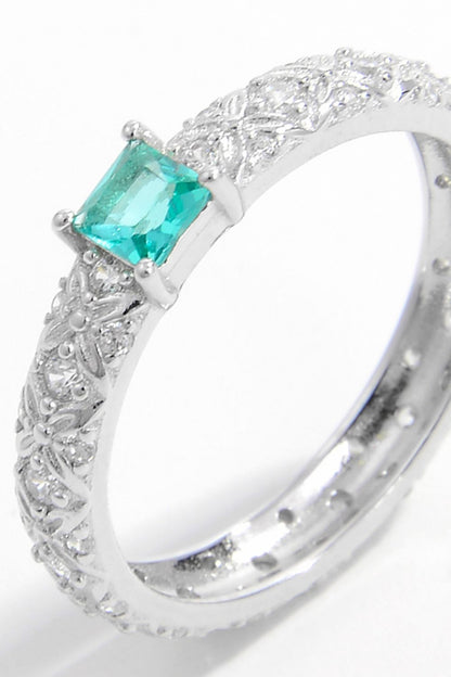 Silver Square Zircon Ring