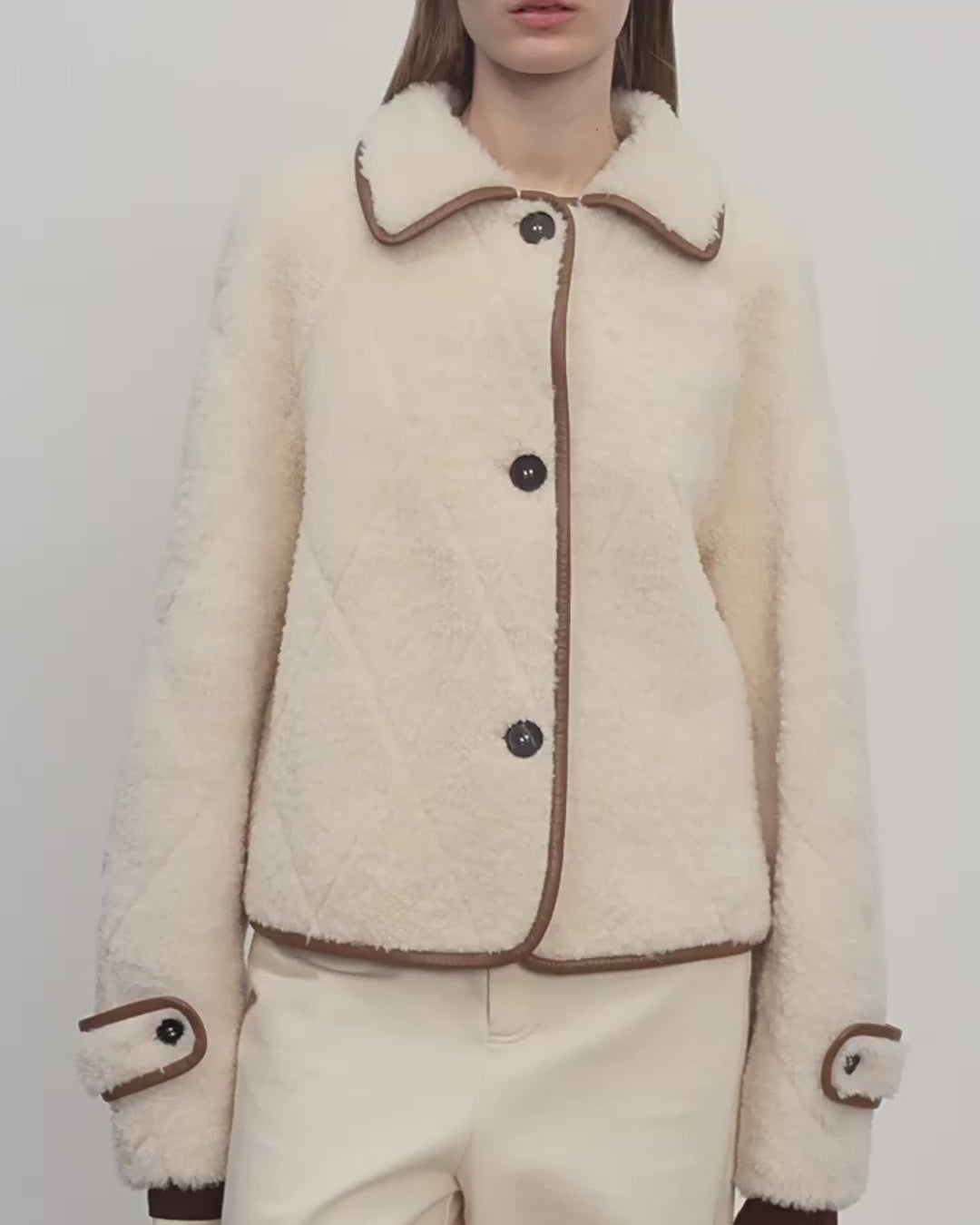 'Modern Milk Cafe' Hill Fur Merino Sheepskin Fur Women's Jacket