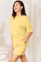 Basic Bae Bamboo Round Neck Drop Shoulder T-Shirt and Shorts Set