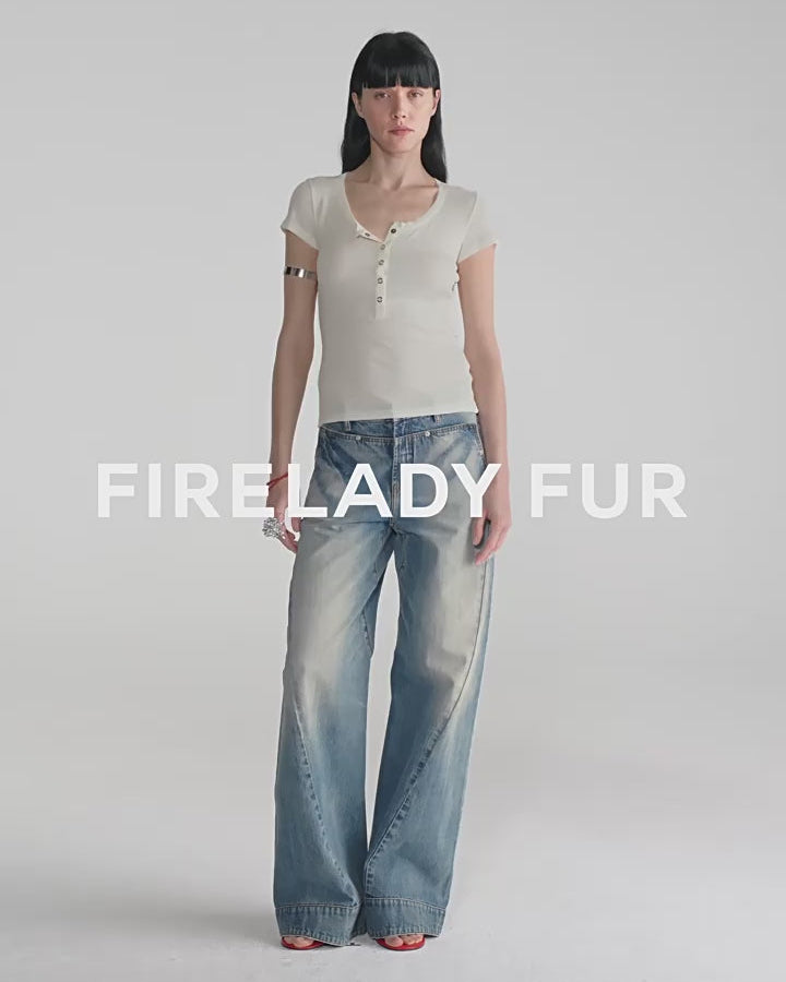 FireladyFur Slim Fit Tencel Wool Women's Henley Shirt