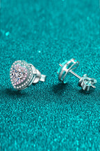 Pink Accent Heart-Shaped Stud Earrings
