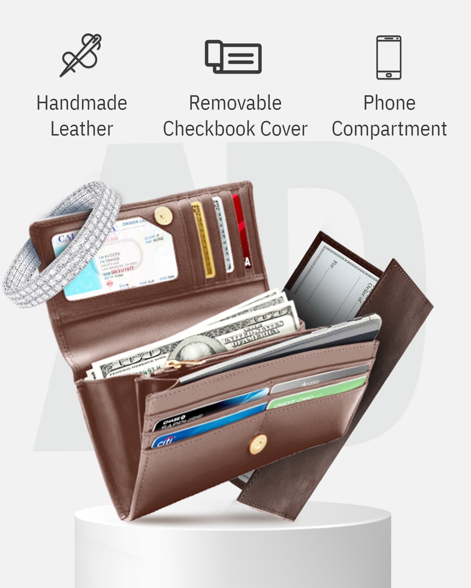 Accordion Clutch with Removable Checkbook Holder