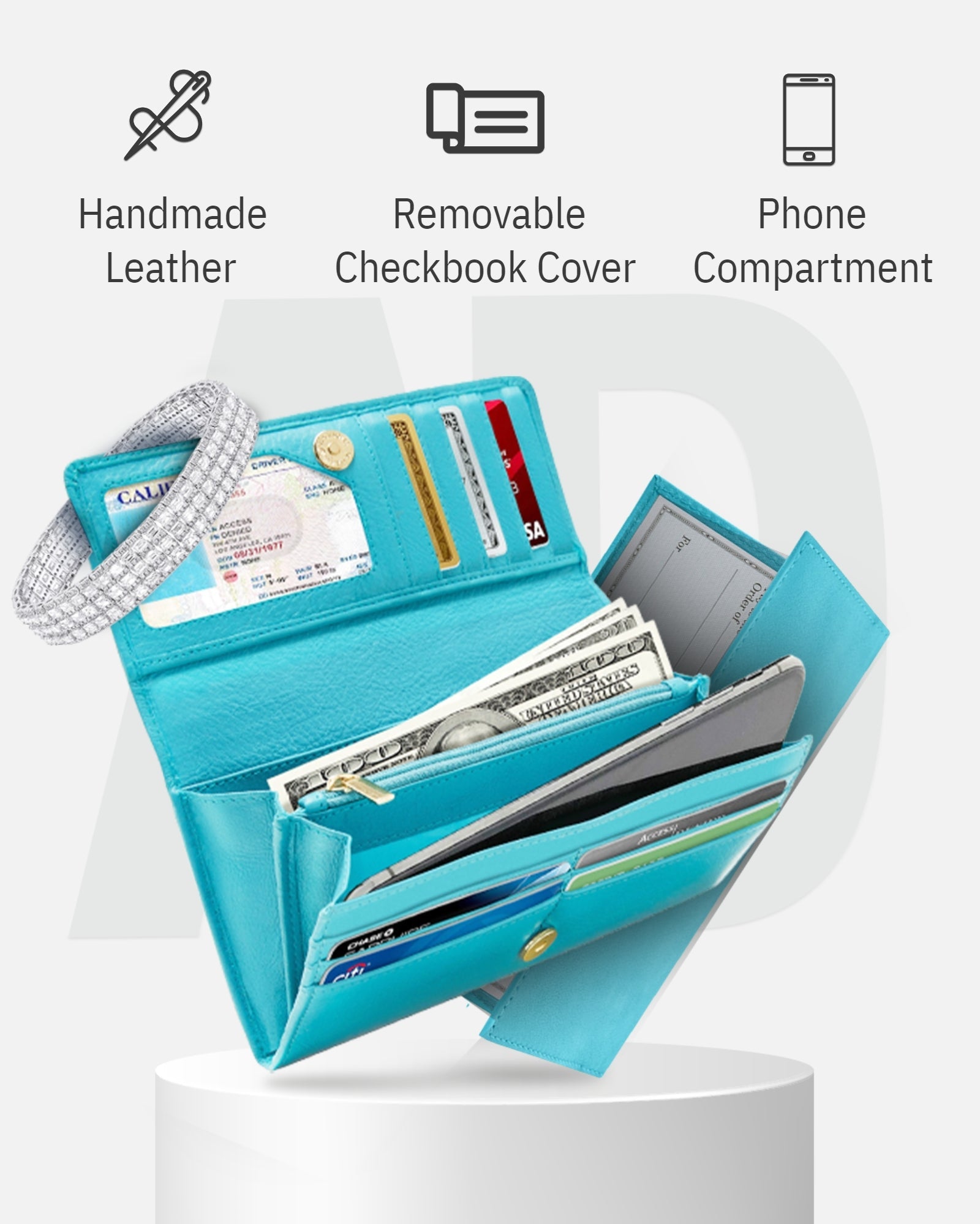 Accordion Clutch with Removable Checkbook Holder