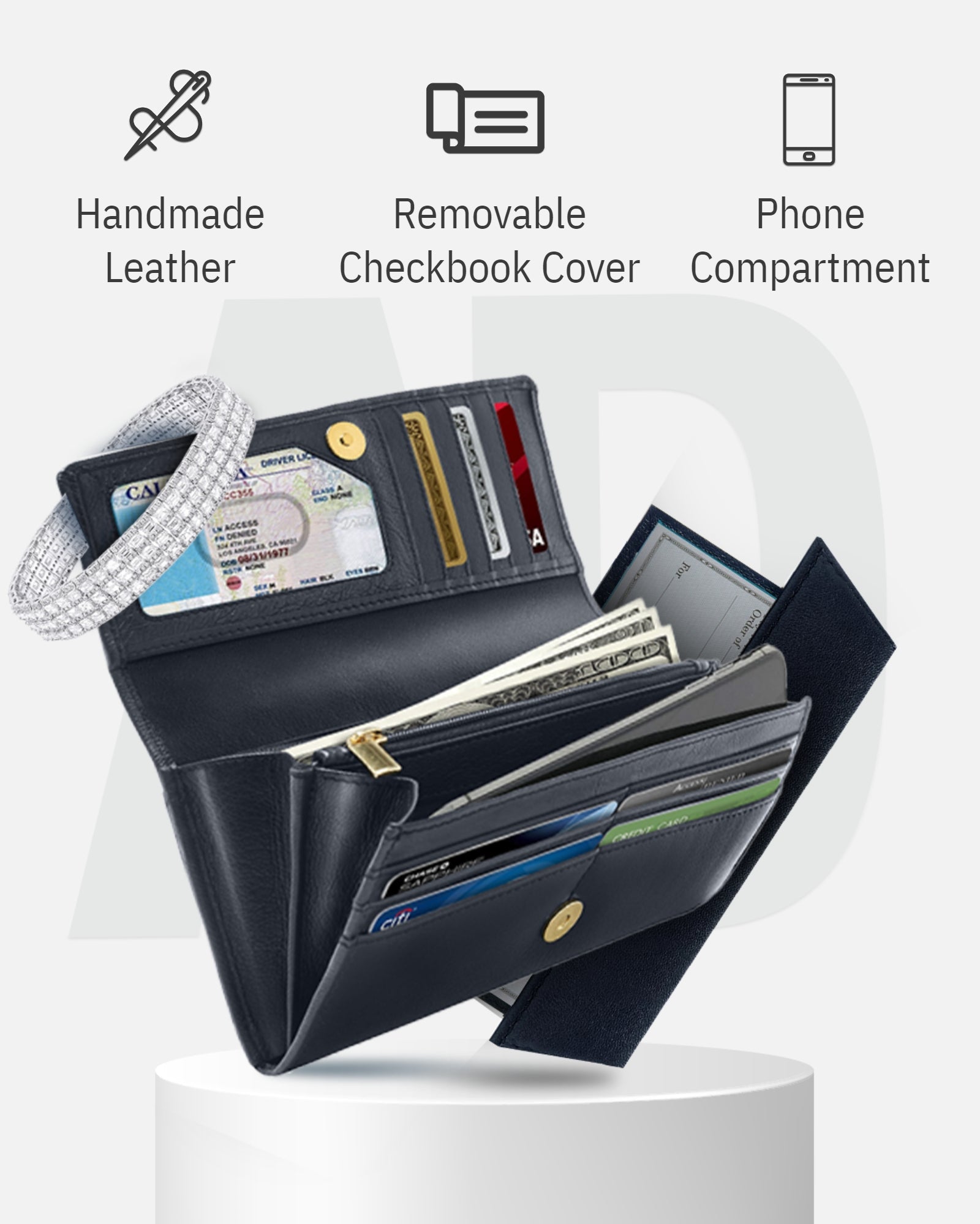 Accordion Clutch with Removable Checkbook Holder