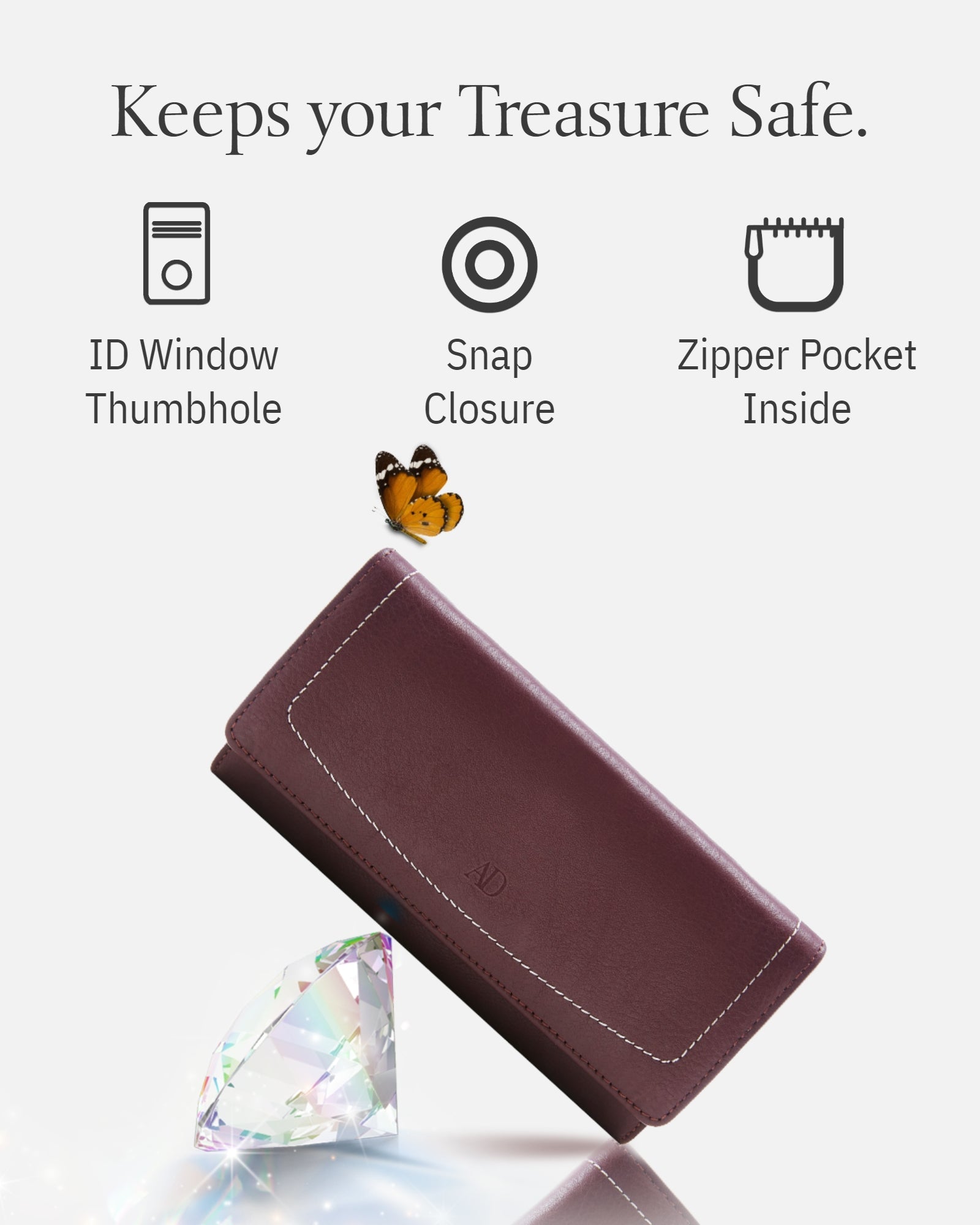Accordion Clutch with Removable Checkbook Holder