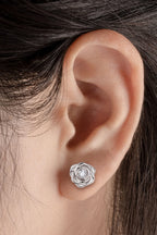 Flower Shape 925 Sterling Silver Stud Earrings