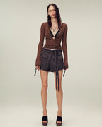 Ultrafine Wool Blend Versatile V-Neck Cardigan "Warm Brown Quiet Autumn"