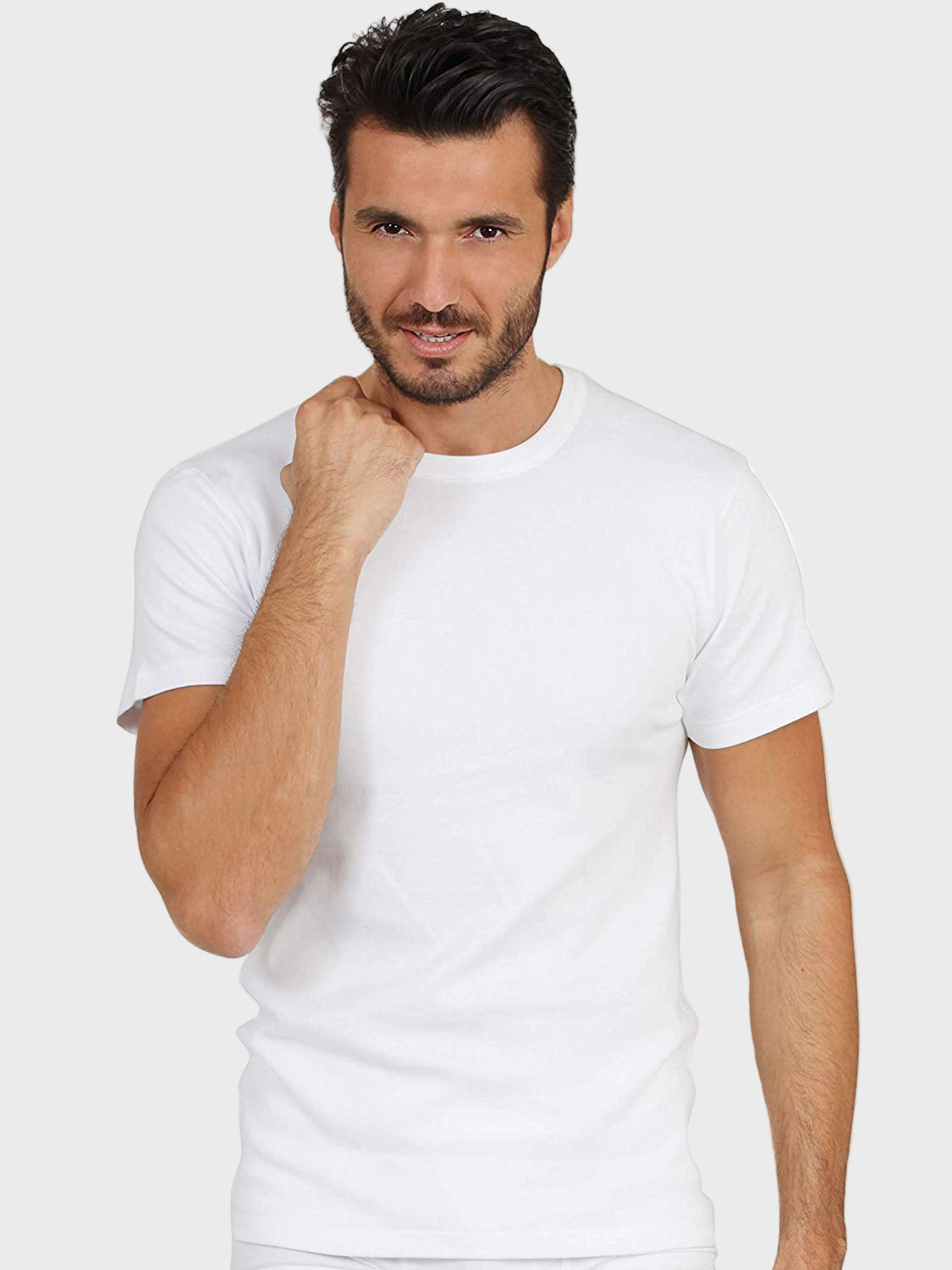 EGi Luxury 100% Merino Wool Men's Short Sleeve T-Shirt White | 471