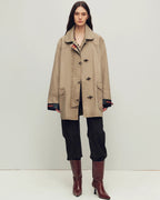 Premium White Goose Down Coat with Fur Collar ‘Winter Street Lights’